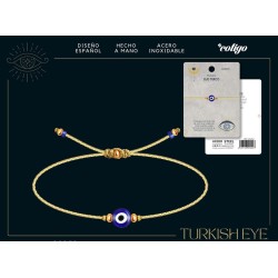 Pulsera Ojo Turco Acero - Coleccion Cordon Dorado